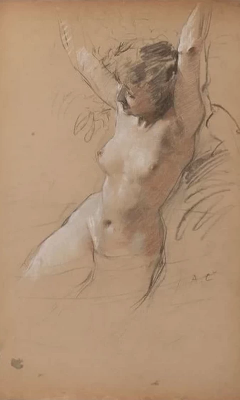 Donna con le braccia alzate, studio per Les Ondines